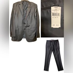 NWTs Ermenegildo Zegna Trofeo Navy Two Button Wool Suit 56L Mila Milano 221225